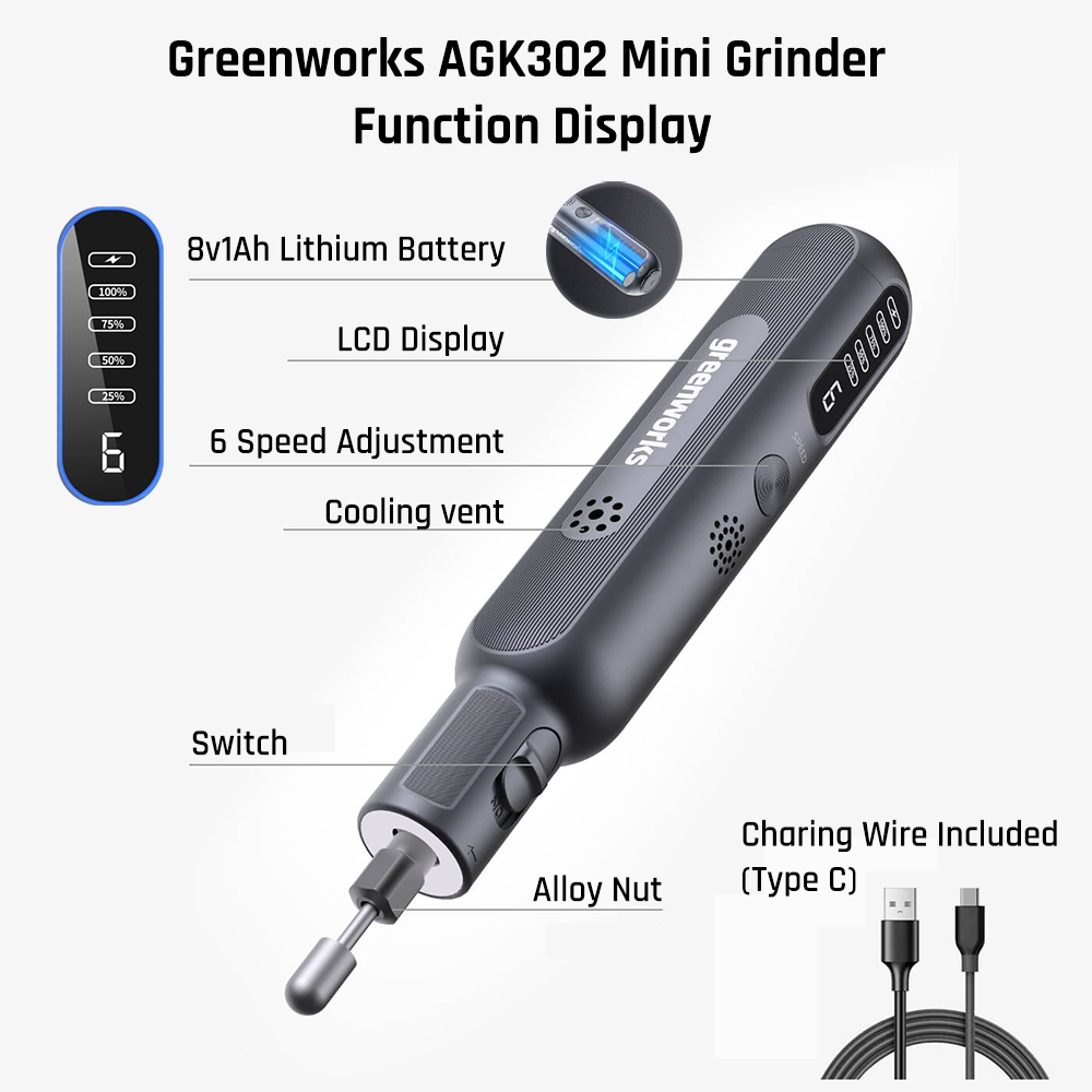 Greenworks 8V Mini Grinder 52p - Power Tools Pink review and price