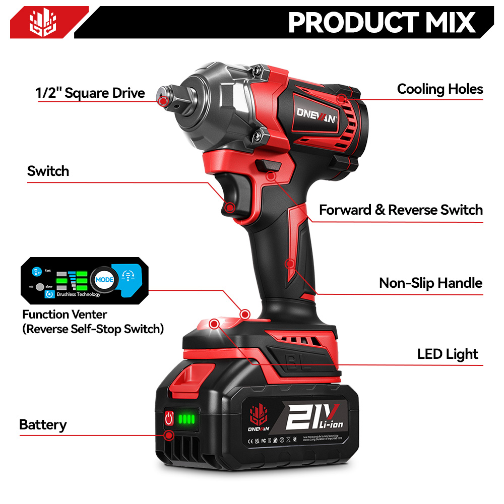 ONEVAN 1200N.M Brushless Elect - Power Tools Pink review and price
